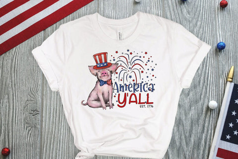 America Y'all Piggy Sublimation Sublimation QueenBrat Digital Designs 