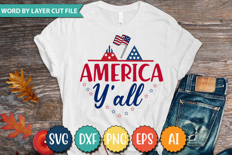 America Y'all Svg Cut File Patriotic Fighter Pilot Aviator Sunglasses Stars Stripes Clipart Clip Art Sublimation or Vinyl Shirt Design SVG DesignPlante 503 