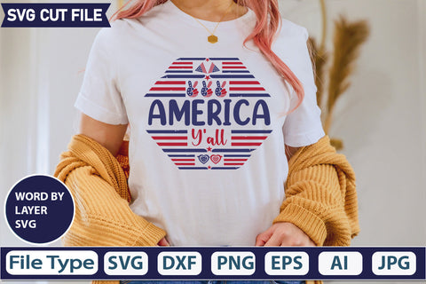 America Y'all Svg Cut File,SVGs,quotes-and-sayings,food-drink,mini-bundles,print-cut,on-sale, SVG DesignPlante 503 