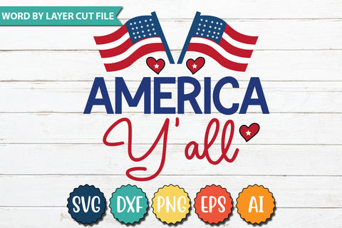America Y'all SVG Cut File,SVGs,quotes-and-sayings,food-drink,mini-bundles,print-cut,on-sale, SVG DesignPlante 503 