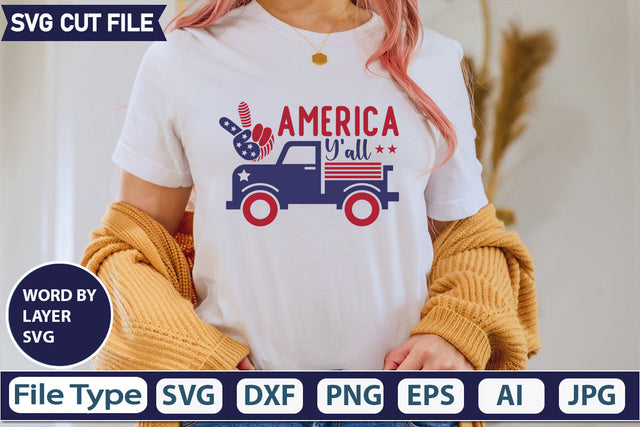 America Y'all Svg Cut File,SVGs,quotes-and-sayings,food-drink,mini-bundles,print-cut,on-sale, SVG DesignPlante 503 