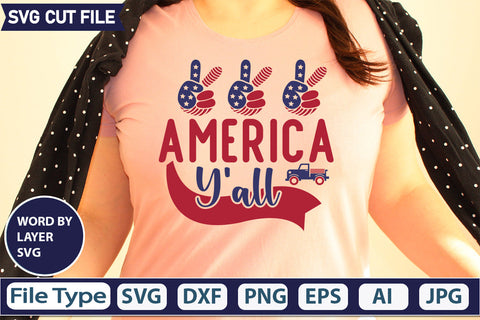 America Y'all Svg Cut File,SVGs,quotes-and-sayings,food-drink,mini-bundles,print-cut,on-sale, SVG DesignPlante 503 