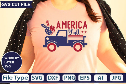 America Y'all Svg Cut File,SVGs,quotes-and-sayings,food-drink,mini-bundles,print-cut,on-sale, SVG DesignPlante 503 