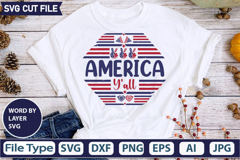 America Y'all Svg Cut File,SVGs,quotes-and-sayings,food-drink,mini-bundles,print-cut,on-sale, SVG DesignPlante 503 