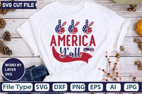 America Y'all Svg Cut File,SVGs,quotes-and-sayings,food-drink,mini-bundles,print-cut,on-sale, SVG DesignPlante 503 