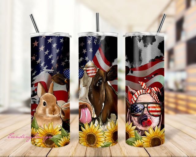 American Animal Tumbler Png, 20oz Skinny Tumbler Sublimation Designs American Flag PNG File, 4th July Tumbler, Freedom Tumbler Design Sublimation TrendingDesign 