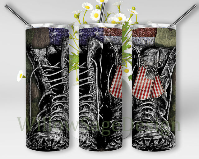 American Army USA Flag 20oz Skinny Tumbler, Veteran Tumbler Png, USA Flag Camo Tumbler Wrap, Patriot Tumbler Design, Veteran Shoes Sublimation Design, Instant Download Sublimation WillowSageDesign 