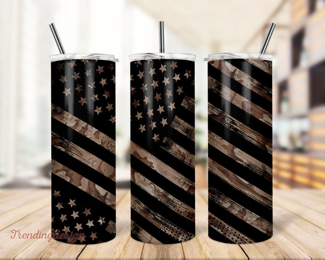 American Army USA Green Camo Flag 20oz Skinny Tumbler PNG, Template 20oz Sublimation Tumbler PNG Instant Download Sublimation TrendingDesign 