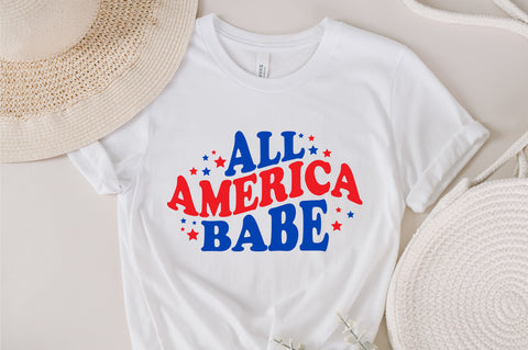 American Babe svg, Happy 4th of July svg, 4th July svg, Stars and Stripes svg, Wavy Letters svg, Svg Dxf Eps Ai Png Silhouette Cricut SVG Fauz 