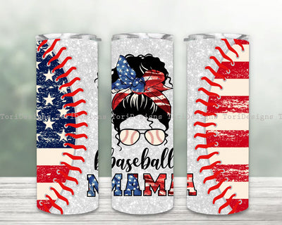 American Baseball MAMA Sublimation Designs Downloads, American Baseball Mom Life, Messy Bun Hair, American Flag Tumbler PNG Sublimation ToriDesigns 