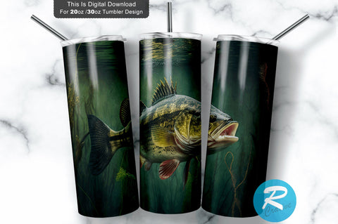 American Bass Fish 20 oz / 30 oz Tumbler PNG Sublimation Regulrcrative 