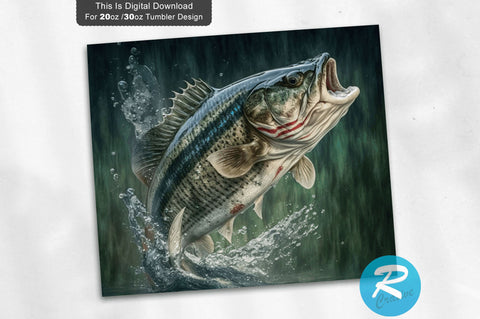 American Bass Fish With water 20 oz / 30 oz Tumbler PNG Sublimation Regulrcrative 