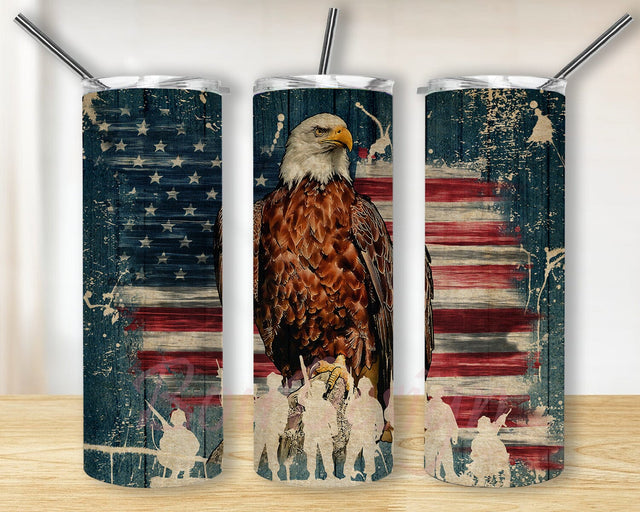 American Eagle 20oz Skinny Tumbler Png, Eagle American Flag Tumbler, American Flag Tumbler, USA Flag And Eagle Png, Patriotic Tumbler, 4th Of July Tumbler Sublimation BouDesign 