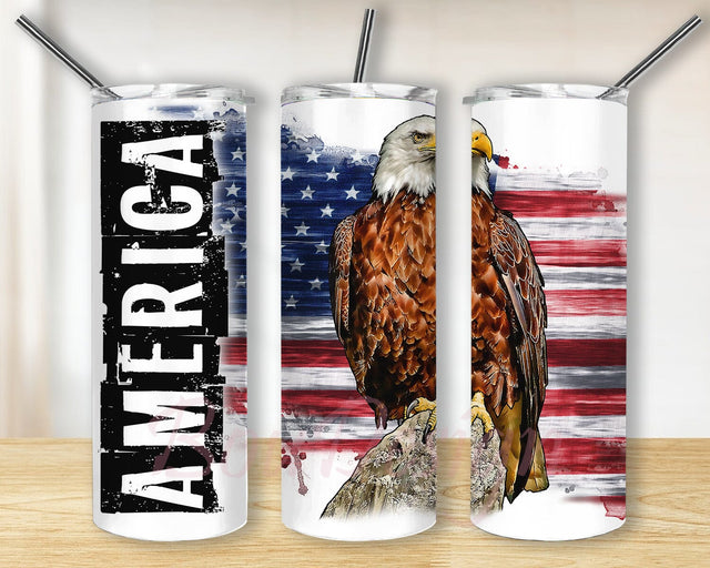 American Eagle 20oz Skinny Tumbler Png, Eagle American Flag Tumbler, USA Flag And Eagle Png, Patriotic Tumbler, 4th Of July Tumbler Sublimation BouDesign 