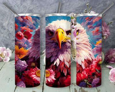 American Eagle In Flowers 20oz Skinny Tumbler Png, Patriotic Eagle Red White Tumbler, American Eagle Tumbler, American Eagle Sunflowers Tumbler Sublimation DesignSVG 