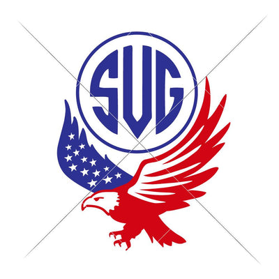 American Eagle Monogram Frame USA 4th of July SVG Chameleon Cuttables 