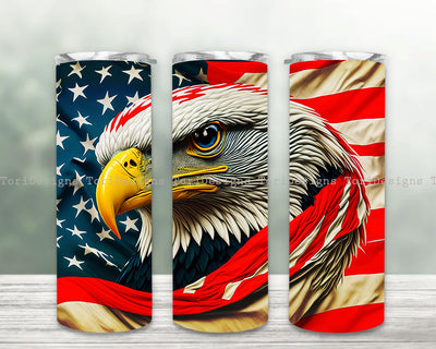 American Eagle Skinny Tumbler Sublimation, 4th July Tumbler Wrap, American Flag Watercolor Tumbler png, USA Patriotic 20oz Skinny Tumbler Sublimation ToriDesigns 