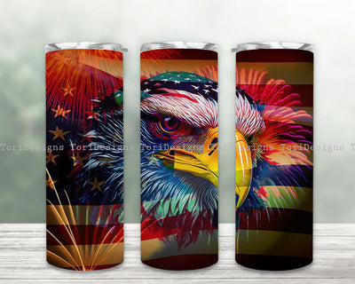 American Eagle Skinny Tumbler Sublimation, 4th July Tumbler Wrap, American Flag Watercolor Tumbler png, USA Patriotic 20oz Skinny Tumbler Sublimation ToriDesigns 