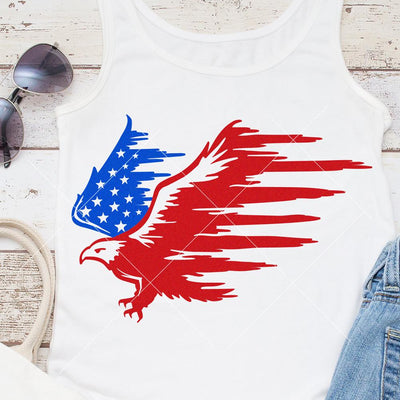American Eagle - USA patriotic 4th of July Eagle Flag SVG Chameleon Cuttables 
