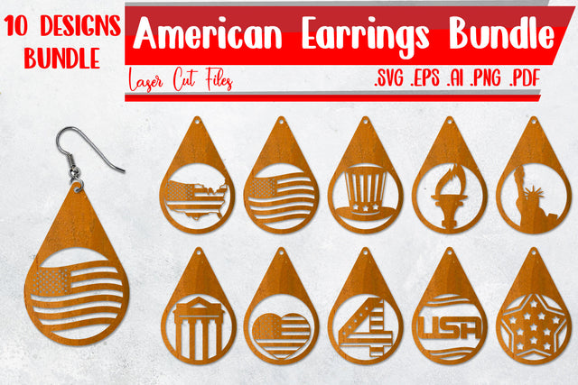 American Earrings Bundle - svg eps ai png pdf SVG zafrans studio 