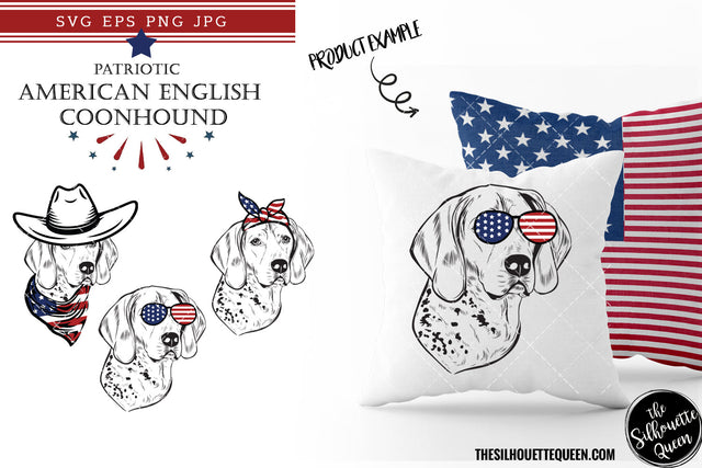 American English Coonhound Dog Patriotic Cut files and Sublimation SVG Loveleen Kaur 