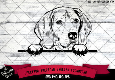 American English Coonhound Peek A Boo | Peekaboo | Peeking Dog Face SVG for Glowforge, Cricut, Laser, Silhouette, Scan n cut files SVG Loveleen Kaur 