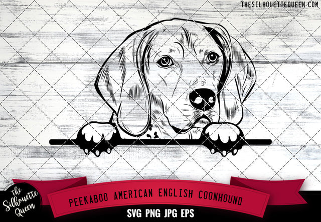 American English Coonhound Peek A Boo | Peekaboo | Peeking Dog Face SVG for Glowforge, Cricut, Laser, Silhouette, Scan n cut files SVG Loveleen Kaur 