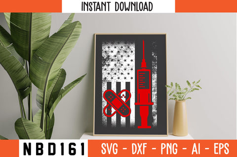 american fiag nurse Svg Design SVG Nbd161 