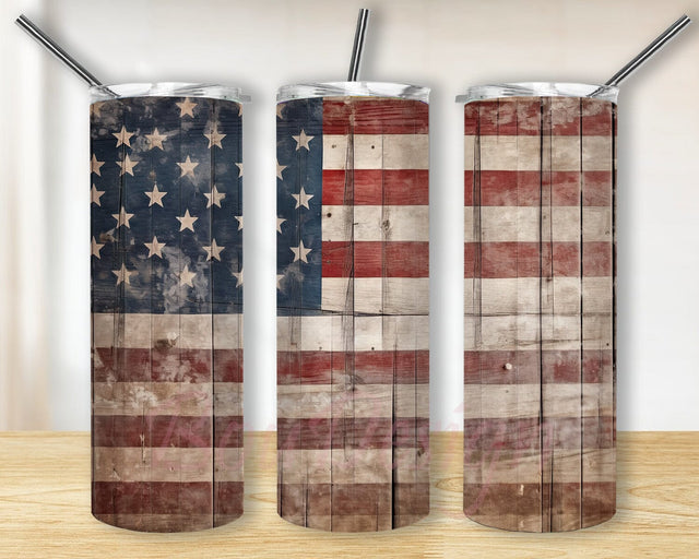 American Flag 20oz Skinny Tumbler Png, Weathered American Flag Tumbler, Distressed American Flag Tumbler, USA Flag Png, Gift For Fathers Day, USA Cup Sublimation BouDesign 
