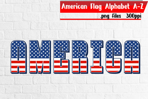 American Flag Alphabet A-Z Bundle PNG Files Sublimation zafrans studio 