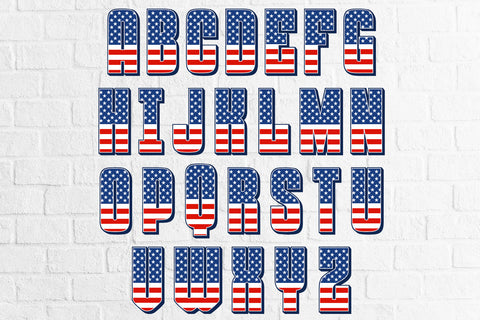 American Flag Alphabet A-Z Bundle PNG Files Sublimation zafrans studio 