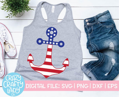 American Flag Anchor | 4th of July SVG Cut File SVG Crazy Crafty Lady Co. 