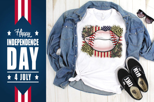 American Flag Baseball Lips Sublimation SVG Svgcraft 