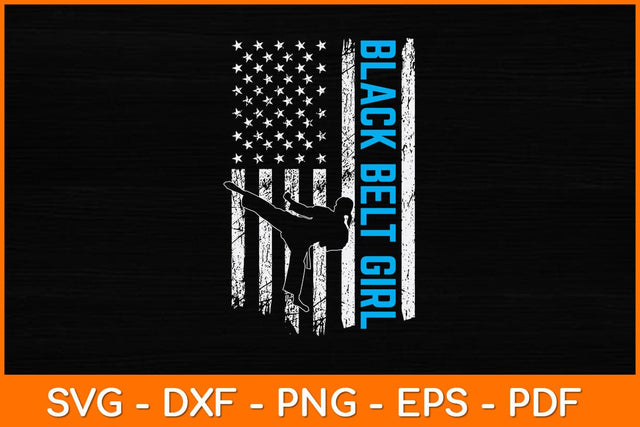American Flag Black Belt Girl Karate Svg design SVG artprintfile 