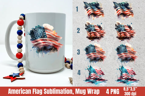 American Flag bundle, Patriotic Sublimation, Mug Wrap Sublimation Helga Art 