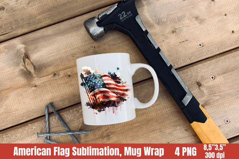 American Flag bundle, Patriotic Sublimation, Mug Wrap Sublimation Helga Art 