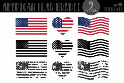 American Flag Bundle, SVG, distressed, black flag SVG Adeline&co 