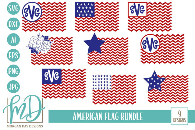 American Flag Bundle SVG Morgan Day Designs