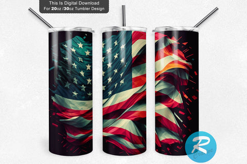 American Flag Colorful 20 oz / 30 oz Tumbler PNG Sublimation Regulrcrative 