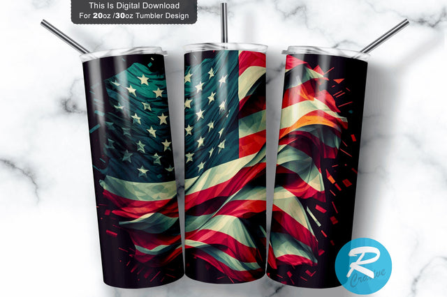 American Flag Colorful 20 oz / 30 oz Tumbler PNG Sublimation Regulrcrative 