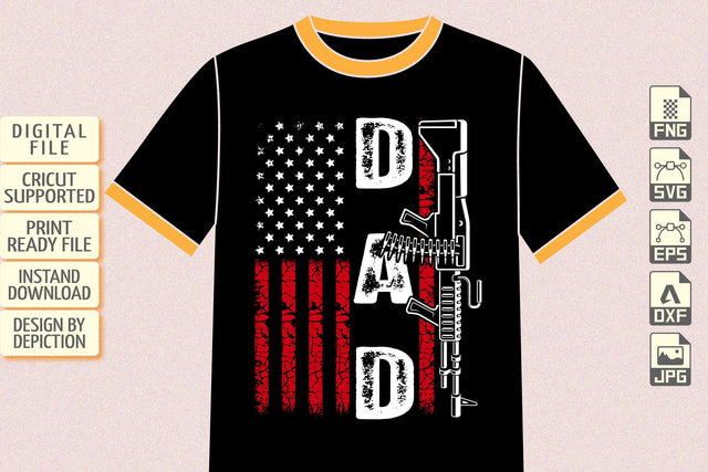 American Flag Dad T-Shirt, Father American Flag Shirt Print Template Sketch DESIGN Depiction Studio 
