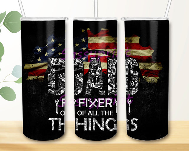 American Flag Dad Tumbler Png, Dad Fixer Png Tumbler, Father's Day Gift 20oz Skinny Tumbler Sublimation Designs Sublimation sassyprint 