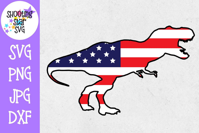 American Flag Dinosaur TREX- Dinosaur SVG - Fourth of July SVG SVG ShootingStarSVG 