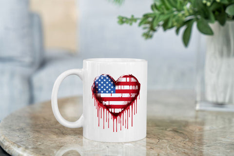 American Flag Dripping Heart Clipart Sublimation Regulrcrative 