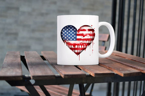 American Flag Dripping Heart Clipart Sublimation Regulrcrative 