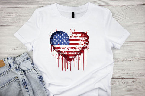 American Flag Dripping Heart Clipart Sublimation Regulrcrative 