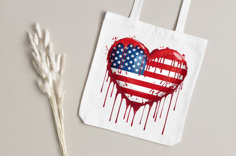 American Flag Dripping Heart Clipart Sublimation Regulrcrative 