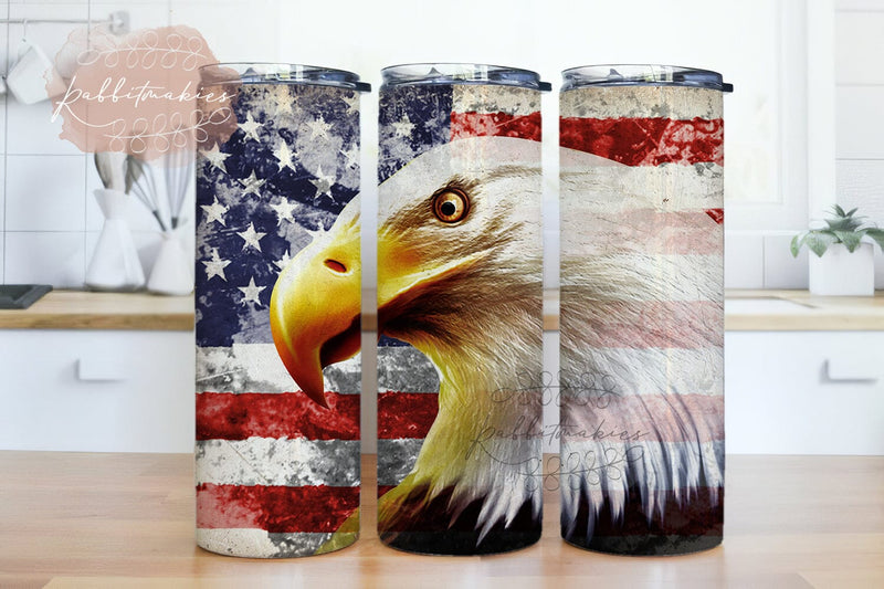 American Flag & Eagle 20oz Skinny Tumbler Sublimation Designs Sublimation Rabbitmakies 