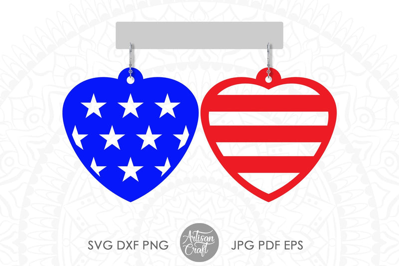 American flag earrings, SVG, heart shaped earrings SVG Artisan Craft SVG 
