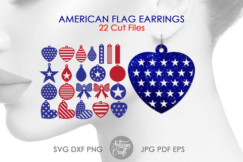 American flag earrings SVG, USA Flag SVG Artisan Craft SVG 